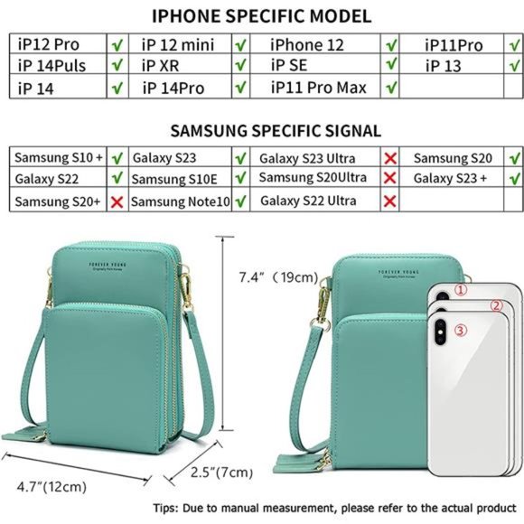 Small Crossbody Cell Phone Purse Women Mini Messenger Shoulder Handbag Wallet - Picture 6 of 6